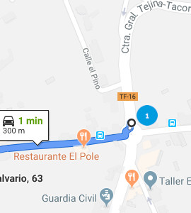 Carretera general Tejina-Tacoronte con calle El Calvario en mapa